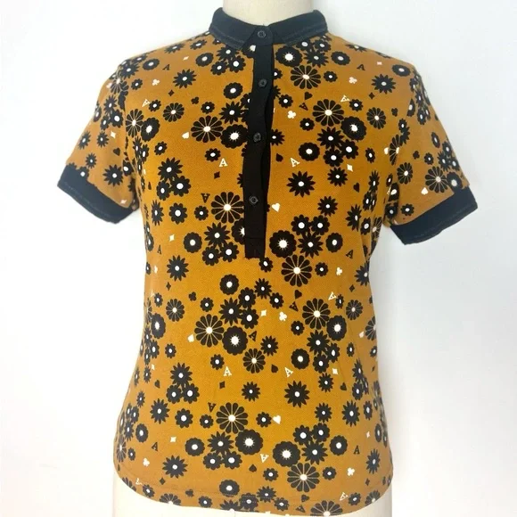 AMY WINEHOUSE FRED PERRY Floral Twin Tipped Black Orange Tennis Polo Shirt S M 8 - Picture 6 of 15